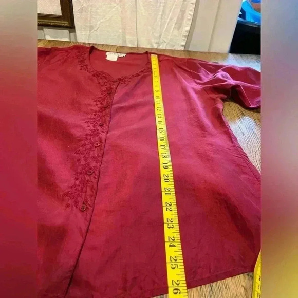 VINTAGE JACOB red  silk blouse size S - Picture 7 of 9